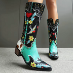 Bird & Bloom – Embroidered Mid-Calf Cowgirl Boots