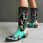 Bird & Bloom – Embroidered Mid-Calf Cowgirl Boots