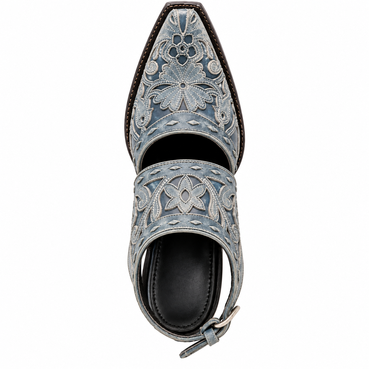 Rosalie – Floral Embroidered Slingback Cowgirl Boots