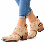 Rosalie – Floral Embroidered Slingback Cowgirl Boots