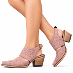Rosalie – Floral Embroidered Slingback Cowgirl Boots