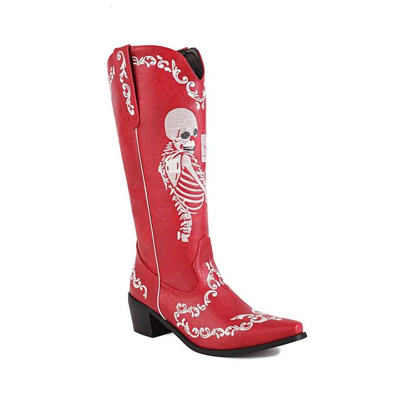 Outlaw – Skeleton Embroidered Cowgirl Boots