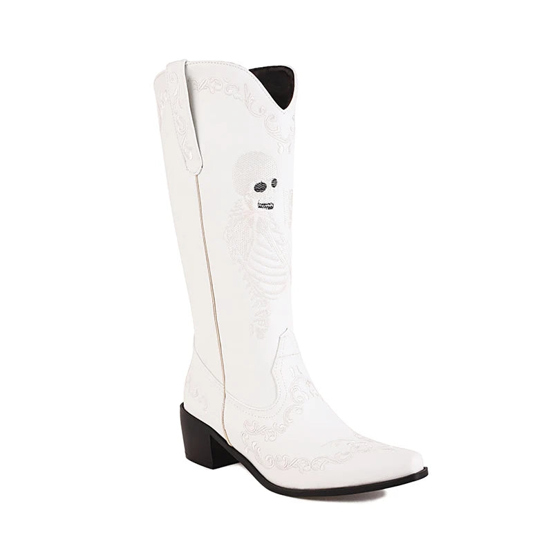 Outlaw – Skeleton Embroidered Cowgirl Boots