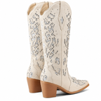Scarlett – Crystal Embroidered Mid-Calf Cowgirl Boots