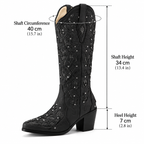 Scarlett – Crystal Embroidered Mid-Calf Cowgirl Boots