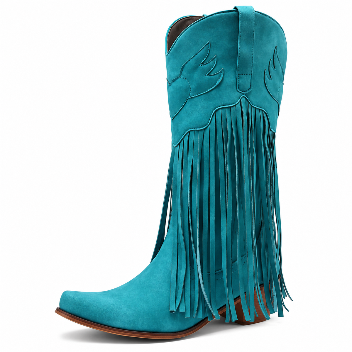 Sonora – Women’s Knee-High Western Cowgirl Boots with Fringe & Pointed Toe blue