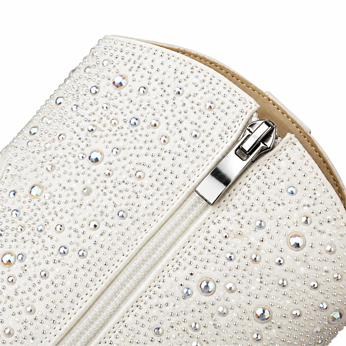 Starlight – White Rhinestone Pointed-Toe Cowgirl Ankle Boots